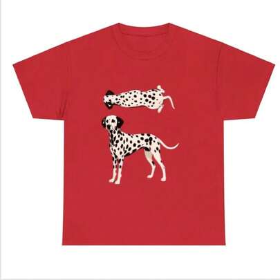 100% Cotton Dalmatian Dog Graphic Tee Spotted Dog Artwork Pet Lover T Shirt Women's Summer Men's Outfits  Travel Clubs Gym Sports Scenes Cute Top Ra