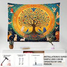 One "Tree Of Life" Tapestry Designed To Create A Soothing Atmosphere; Suitable For Use As A Bedroom Headboard Backdrop, Dorm Or Rental Decor, Hostel Styling, A Background For Live Streaming Or Photography, Sofa Decoration, Or As A Gift. - Multicolor - View 7