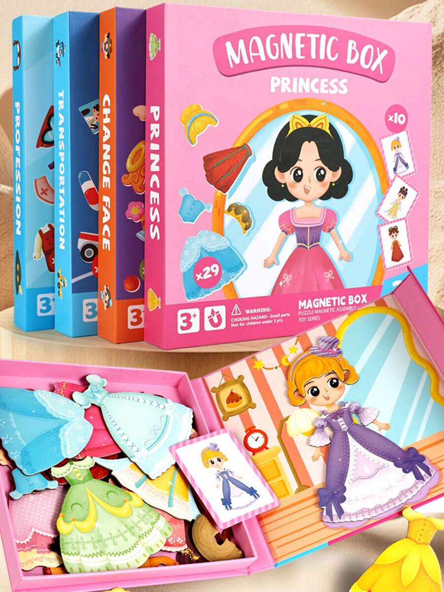 Magnetic Dress-Up Puzzle Toy, Educational Fun Game For Kids, Character Role Play Face Swap Transportation Princess Dress-Up Scene, Magnetic Dress-Up Puzzle Toy, Educational Fun Game For Kids, Character Profession Transportation Princess Dress-Up Scene, Travel-Friendly, Suitable For 3-6 Years Old Boys And Girls Christmas Gift, Halloween Gift, Holiday Gift