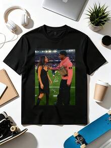 Meets La Liga T-Shirt. Soft Fabric, Loose-Fitting, Everyday Leisure T-Shirt. - 黑色 - 查看 1