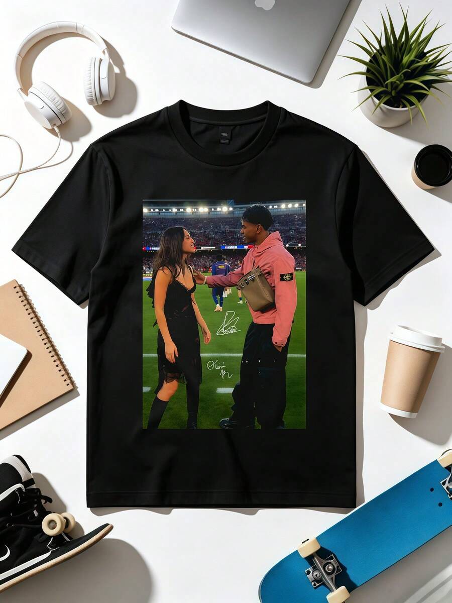 Meets La Liga T-Shirt. Soft Fabric, Loose-Fitting, Everyday Leisure T-Shirt. - 黑色 - 查看 1