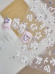 1 Crystal Diamond Nail Art Luxury Sticker Popular Fresh Three Dimensional Love Letter Nail Art Sticker Cute Decoration DIY Nail Stickers - 彩色 - 查看 2