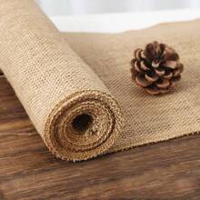 Natural Burlap Table Runner - Rustic Linen Fabric, Durable And Easy To Clean Vintage Aesthetic Decor, Suitable For Weddings, Christmas, Outdoor Restaurants, Kitchens And Dining Rooms, Table Decoration - Mustard Yellow - View 2