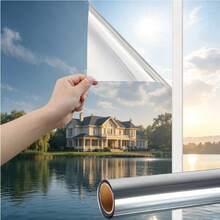 Double-Sided Silver Heat Insulation Film, Home Glass Sun Protection Film, Strong UV Blocking. Significant Shading And Cooling Effect, One-Way Transparent Design For Clear View, Easily Balancing Protection And Privacy - 1PC - View 20