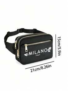 Bolsa Transversal com Alça de Ombro Ajustável, Estampada com "MILANO ITALIA" Árvore de Coco & Padrão de Letras, Bolsa Esportiva Multifuncional para Peito, Bolsa de Armazenamento Minimalista para Viagem, Adequada para Corrida, Caminhada, Fitness, Férias, Escritório e Outras Ocasiões, Bolsa de Cintura Multifuncional para Viagem, Armazenamento de Grande Capacidade, Presente de Aniversário, Presente do Dia do Professor, Presente de Volta às Aulas - Multicolorido - Visão 12