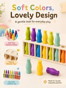 GENAI Montessori Wooden Color Sorting Toy For Kids, Back To School Logic Game, Toddler Matching Gift, 10 Pairs Of Bottles - Multicolor - View 8
