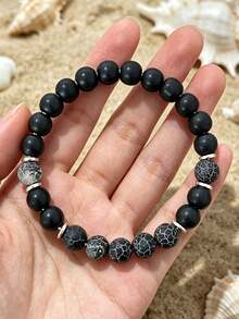 Men's Retro Matte Black Onyx Bracelet, Confidence, Protection, Suitable For Daily Wear Fashion Jewelry Accessory For Him Birthdays And Holidays - Multicolor - View 8