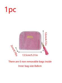 1pc Portable Tassel Zipper Jewelry Storage Bag, Multi-Layer Jewelry Organizer, Bracelet Storage Pouch - Multicolor - View 16