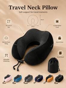 Portable U-Shaped Inflatable Neck Pillow, Ergonomic Design, Machine Washable, All-Season Use, Space Theme, Casual Style Nap Neck Pillow, Suitable For Travel And Camping, Multi-Position Sleep Pillow, Applicable For Airplane, Car, Office - Multicolor - View 4