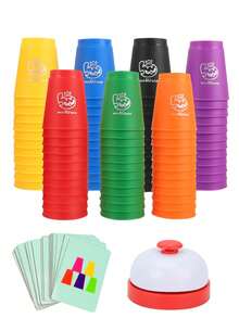 Set Permainan Susun Cangkir 12 Buah, Permainan Meja Seru, Susun Kreatif, Permainan Papan Interaktif untuk 2 Pemain (Cangkir Besar), Latihan Memilah Warna, Hadiah Pesta Liburan (Warna Acak), Dekorasi Halloween, Berbagai Cara Bermain, Temukan Kegembiraan - MultiWarna - View 12