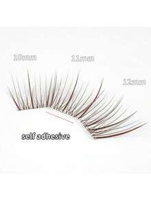 60 Clusters Glue-Free False Eyelashes, Brown Natural Realistic Korean Style, Easy For Beginners To Wear, Lash Clusters, Single Cluster False Eyelashes, Eyelashes, False Eyelashes, Cartoon Style Cos - C - View 3