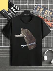 Men's Vintage Graphic T-Shirt, Men's Printed Short-Sleeved Summer Top In Pure Cotton - 白色 - 查看 6