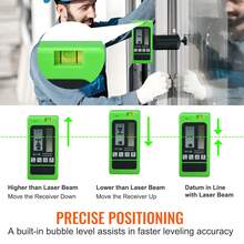 Laser Receiver For Laser Level, 60m Range, Green Laser Detector, Red Beam For Pulsed Line Lasers, Adjustable Sound Signal, Dual LCD Display, Built-In Bubble Level With Clamp - Receptor Láser Para Nivel Alcance - View 3