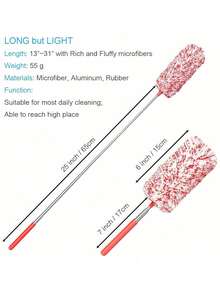 Ultra-Fine Microfiber Duster, Flexible Brush Head, Scratch-Resistant, Washable, Suitable For Office, Car, Computer, Air Conditioner Cleaning, Multi-Functional Dusting Tool With Telescopic Handle - Multicolor - View 11