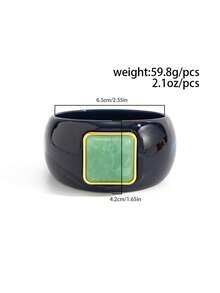 1pc Bohemian Style Geometric Exaggerated Curved Dome Inlaid Square Faux Gem Charm Jewelry Resin Bracelet, Luxurious Light Luxury, Wedding Banquet, Holiday Party, Daily Casual, Street Photography, Women Couple Holiday Birthday Versatile Bracelet Gift - Bracelet - View 11
