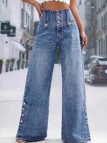 Women's Sexy Bodycon Denim Midi Dress Slim Fit Cami U-Neck Washed Jeans Pencil Dress For Club Party Night Out Size S-XXL. - 中等水洗藍 - 查看 1