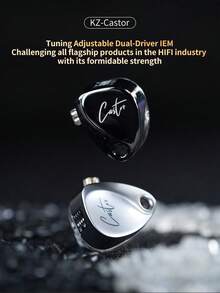 KZ Castor/Castor Pro - In-Ear Monitor Earphones, HiFi Premium Bass Earphones, Advanced Bass Version Harman Sound, Adjustable Sound, Noise Isolation IEM, Dual Dynamic Driver Wired Earbuds, 2PIN-C Detachable Cable, Suitable For Singers And Musicians (Silver/Black) - Castor Pro Silver - View 1