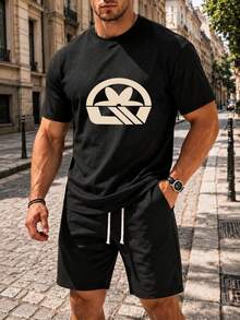 Men Pop Art Print T-Shirt Cotton Casual Tee - 黑色 - 查看 1
