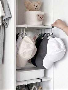 Cabinet 6-Hook Storage Racks, No Drill Wardrobe Hanging Organizer, No Damage Clip-On Hooks For Kitchen Cupboard & Bathroom - Multicolor - View 2
