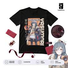 T-Shirt Yasumori Minori Blue Archive Red Winter Labor Party Strike! Grafik-T-Shirt Revolution Aesthetic für Bauarbeiter, Modell Pudding - Schwarz - Übersicht 1