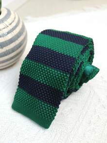 1pc Knitted Striped Handmade Tie, Suitable For Casual, Street, Business, Party, Gift, Daily, Wedding - Multicolor - View 3