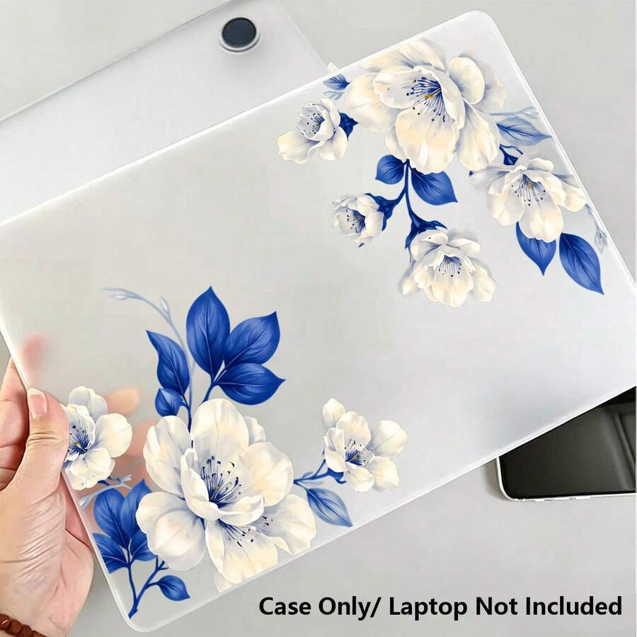 1件裝 藍白花卉 UV 印花筆電保護套,極簡輕量耐用保護殼,適用於 MacBook Air Pro 13.3 13.6 14.2 15.3 16.2 吋,適用於 13 吋 Neo 筆電保護殼 A3404 機型 - 查看 1