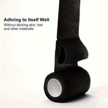 12 Rolls 5cm Black Elastic Self-Adhesive Bandage - Breathable Soft Fabric, Non-Woven Adhesive Tape - Black - View 4