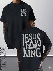 Herren-T-Shirt mit Grafikprint, Jesuskreuz-Motiv, Alltagskleidung, 100 % Baumwolle, Unisex, ideal als Geschenk für Sie und Ihn, religiöse Kleidung, spirituelle Kleidung, christliches T-Shirt-Design, KRCQ - Schwarz 3 - Übersicht 2