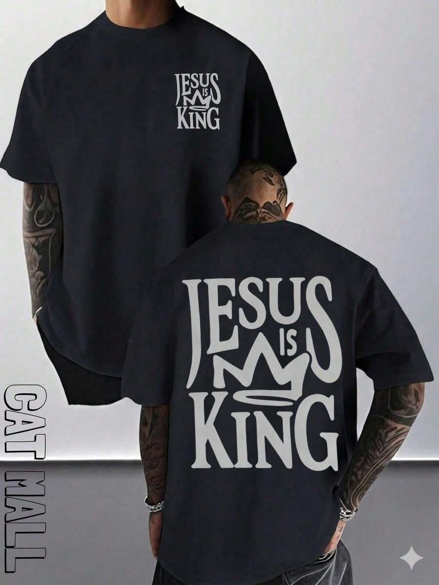 Herren-T-Shirt mit Grafikprint, Jesuskreuz-Motiv, Alltagskleidung, 100 % Baumwolle, Unisex, ideal als Geschenk für Sie und Ihn, religiöse Kleidung, spirituelle Kleidung, christliches T-Shirt-Design, KRCQ