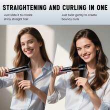 YTWO Multifunctional Straightening & Curling Iron, 11 Adjustable Temperature Settings, Ionic Straightening Brush, 6-In-1 Twisting Straightening & Curling Iron, 65° Rotating 1-Inch Straightening Brush, Tourmaline Ceramic Negative Ion Hair Styling Tool - View 6