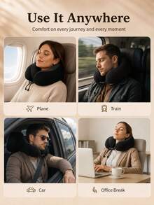 Portable U-Shaped Inflatable Neck Pillow, Ergonomic Design, Machine Washable, All-Season Use, Space Theme, Casual Style Nap Neck Pillow, Suitable For Travel And Camping, Multi-Position Sleep Pillow, Applicable For Airplane, Car, Office - Multicolor - View 5