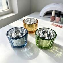 1個亮片圓形玻璃美甲刷清潔杯，迷你彩色美甲刷清潔容器，無味美甲刷清潔收納盒，美甲拋光頭收納盒 - 彩色 - 查看 6
