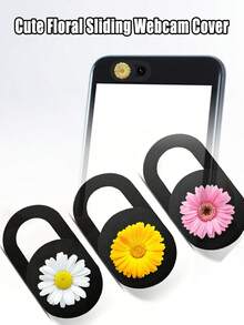 Cute Floral Pattern Sliding Webcam Cover – Ultra-Thin Privacy Shield For Laptops, Desktops, And Smartphones – Ideal For Back-To-School And Office Use - Multicolor - View 1