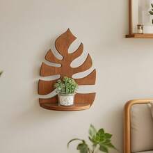 Estantería decorativa de almacenamiento con forma de hoja montada en la pared de madera, organizador de pared para el hogar, estantería decorativa de almacenamiento - A - Ver 3