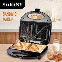 SOKANY 08112 三明治機，多功能三明治機與披薩壓製機，不沾三明治機與帕尼尼壓製機，快速加熱，不沾塗層，易於清潔，內建指示燈，易於清潔與收納，防燙冷觸手柄 - 黑色 - 查看 1