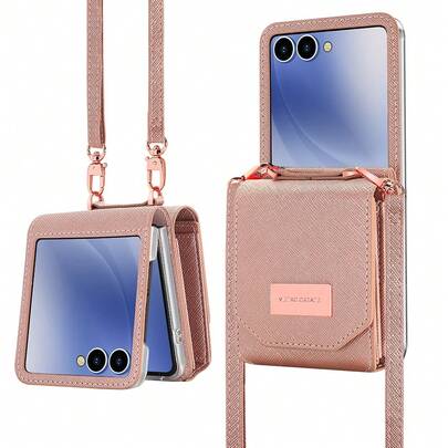 VIETAO Funda para teléfono móvil con ranura para tarjeta y cartera de cuero sintético con cordón, compatible con Samsung Galaxy Z Flip 3 5g 4 5 6 7 8