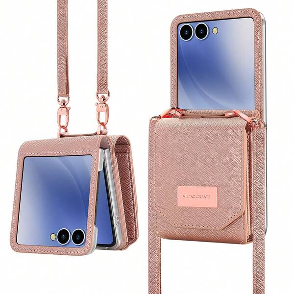 VIETAO Funda para teléfono móvil con ranura para tarjeta y cartera de cuero sintético con cordón, compatible con Samsung Galaxy Z Flip 3 5g 4 5 6 7 8