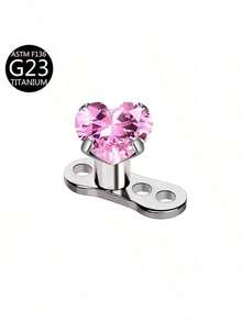1 buah Anting Tusuk Implan Kulit F136 Titanium G23 Bentuk Hati dengan Zirkonia Tertanam, Cocok untuk Pemakaian Sehari-hari, Putih dan Merah Muda - Berbentuk hati - View 11