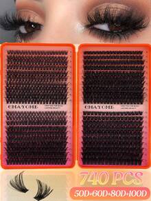 800/740/720pcs High-Volume DIY False Eyelashes, 8-16mm Mixed Length D Curl Natural Look False Eyelashes, Extra Thick And Fluffy, Friendly To Beginners, Suitable For Daily Use And Outgoing, Party, Festival And Travel Using,Styles Mixed Eyelashes - D - View 15
