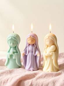 Moule en silicone 3D représentant la Vierge Marie, un adorable dessin animé. Trois styles disponibles : bras ouverts, mains jointes en forme de cœur et tenant l'Enfant Jésus. Lignes douces et arrondies, plis des vêtements nets. Silicone souple pour un démoulage facile. Convient pour la cire de soja, le plâtre, le savon artisanal, la résine cristal, les macarons aux couleurs pastel. Idéal pour la décoration de bureau, les cadeaux rituels, les créations DIY, la décoration intérieure et les stands de marché. - fille en prière - Voir 6