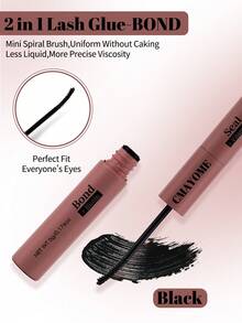 [72-Hour Strong Hold] 1/2/3/4/5/6pcs Hypoallergenic 2-In-1 Eyelash Glue & Sealer | 72-Hour Strong Hold, Latex-Free, Waterproof | Suitable For DIY Cluster False Eyelashes, Home False Eyelash Makeup Tools | Mixed Black Eyelash Extension Glue - Rust Brown - View 5