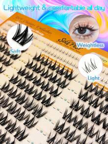 2-In-1 Cluster False Eyelashes, Including Puppy Eye Upper Lash Clusters And Lower Lashes, Length 6-11mm, C Curl, 156 Pieces, Dense Single Lashes, Cartoon Style, Reusable, Suitable For Daily Makeup, Cosplay, Music Festivals, Christmas And Other Occasions,Halloween - C - View 3