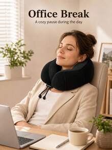 Portable U-Shaped Inflatable Neck Pillow, Ergonomic Design, Machine Washable, All-Season Use, Space Theme, Casual Style Nap Neck Pillow, Suitable For Travel And Camping, Multi-Position Sleep Pillow, Applicable For Airplane, Car, Office - Multicolor - View 1