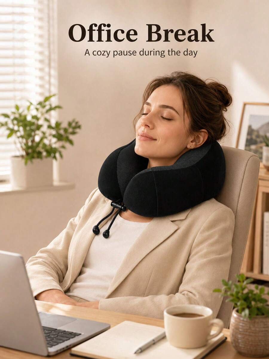 Portable U-Shaped Inflatable Neck Pillow, Ergonomic Design, Machine Washable, All-Season Use, Space Theme, Casual Style Nap Neck Pillow, Suitable For Travel And Camping, Multi-Position Sleep Pillow, Applicable For Airplane, Car, Office - Multicolor - View 1