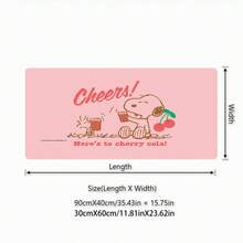 Cherry Cola Cheers Snoopy Extended Gaming Mouse Pad, Pink Solid Base Peanuts Cute Line Drawing Cartoon Large Soft Desk Mat For Daily Office Gaming Use - A - View 5