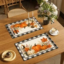 1pc Pumpkin Pattern Placemat, Breakfast Mat, Coffee Mat, Coaster, Bowl & Plate Mat, Home Kitchen Decor Accessory, Easy To Clean, Suitable For Home, Restaurant, Restaurant Decor, Holiday Gift, Gift For Friends, Multi-Piece Set - Multicolor - View 3