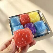 1pc Mini Ice Cube Squishy Toy, Crunchy ASMR Sensory Stress Relief Toy, Soft Jelly Texture Shapeable Stress Ball, Slow Rebound Handmade Squeeze Toy, Cute Desktop Anxiety Relief Gadget, Suitable For Adults, Office Relaxation Gift - Multicolor - View 5