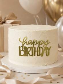 3PCS Mixed Font Happy Birthday PMMA Acrylic Cake Topper, Gold Mirror Bold Hollow & Cursive Letter Cake Top Decor, Cheerful Birthday Party Cake Ornament, Baking Dessert Decor Kitchen Supplies - A - View 4