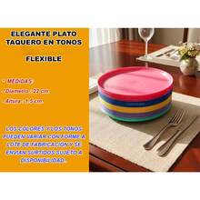 Taco Plate 25 Pieces 6 Assorted Multicolor Colors Plastic - Multicolor - View 4
