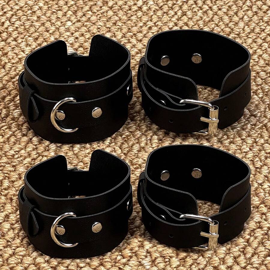 Gothic Punk Studded Cuff Bracelets, Anklet Wide PU Leather Arm Bands With Metal Spikes, Y2K Hand For Women - Multicolor - View 1